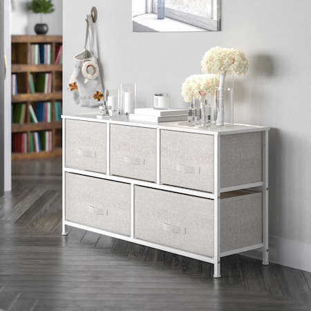 Flash Furniture White/Gray 5 Drawer Storage Chest Organizer WX-5L206-X-WH-GR-GG